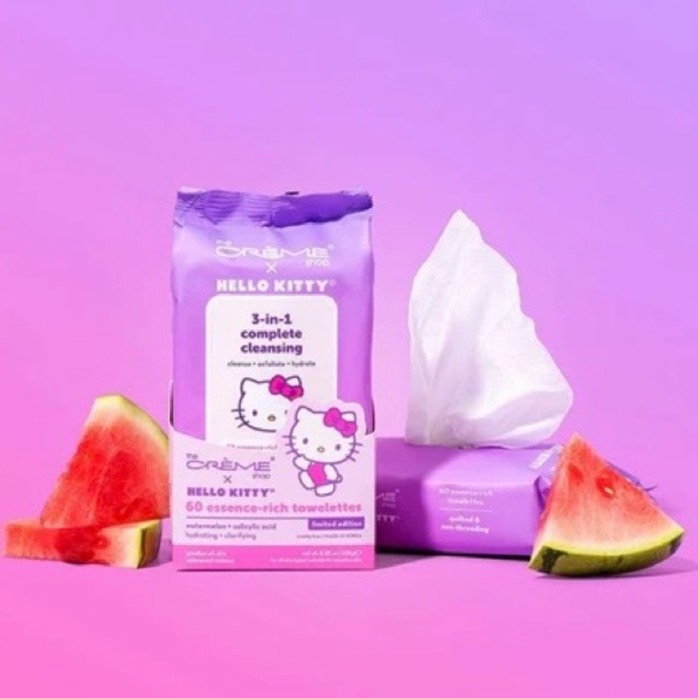HOT The Crème Shop Hello Kitty 3-in-1 Cleansing Towelettes